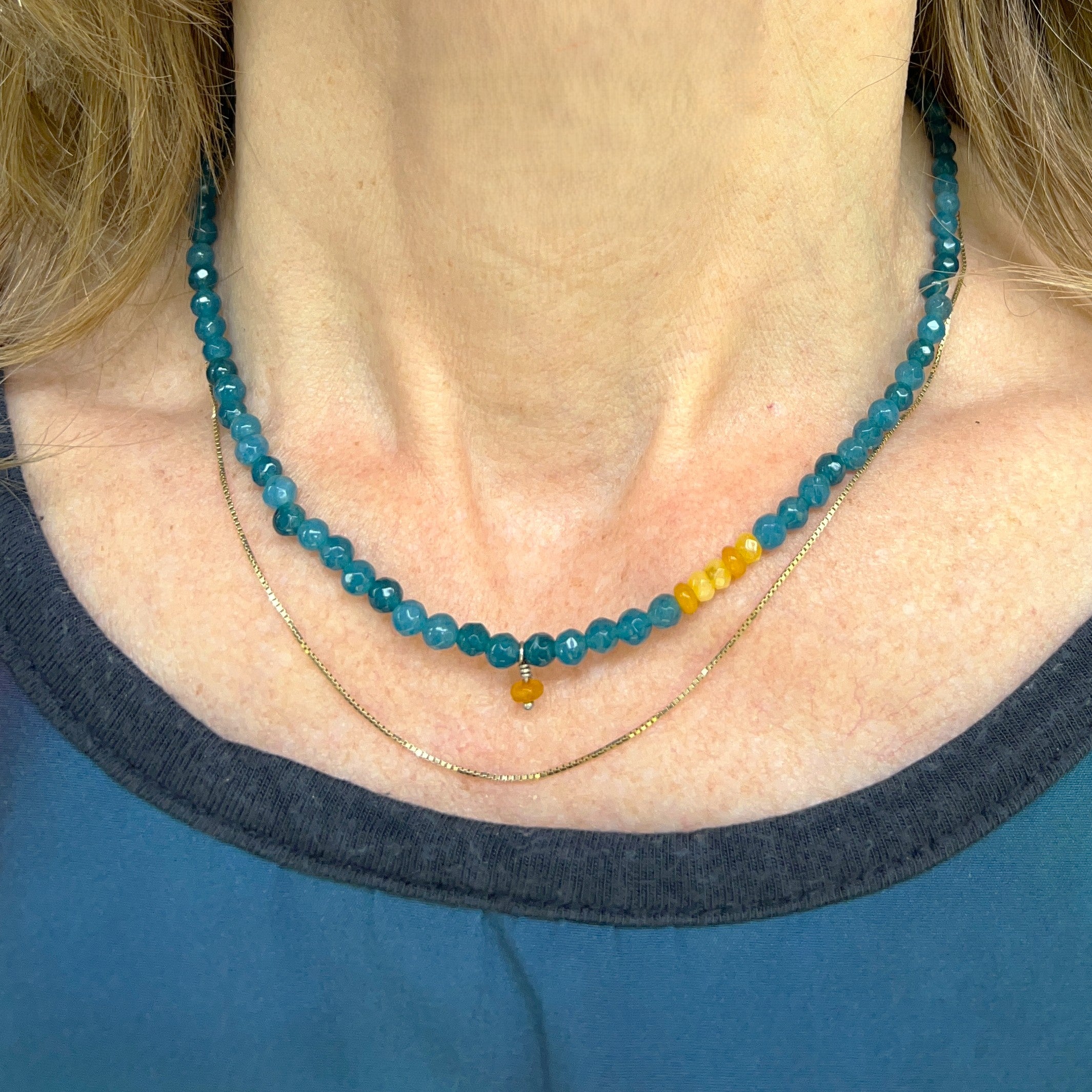 Ketting Sunny Dreams, turquoise jade en gele agaat