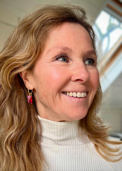 Oorbellen Pink love, roze toermalijn, koraal