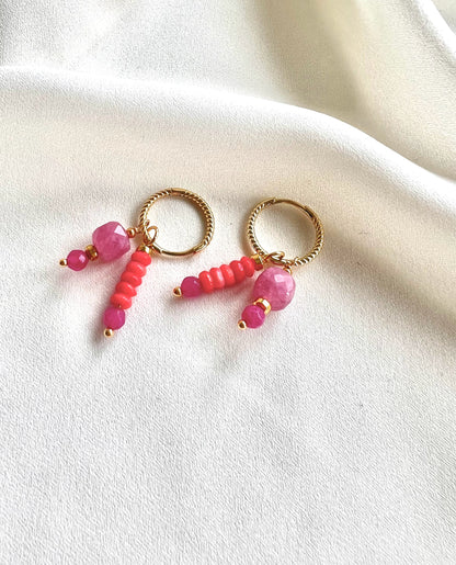 Oorbellen Pink love, roze toermalijn, koraal