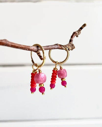 Oorbellen Pink love, roze toermalijn, koraal