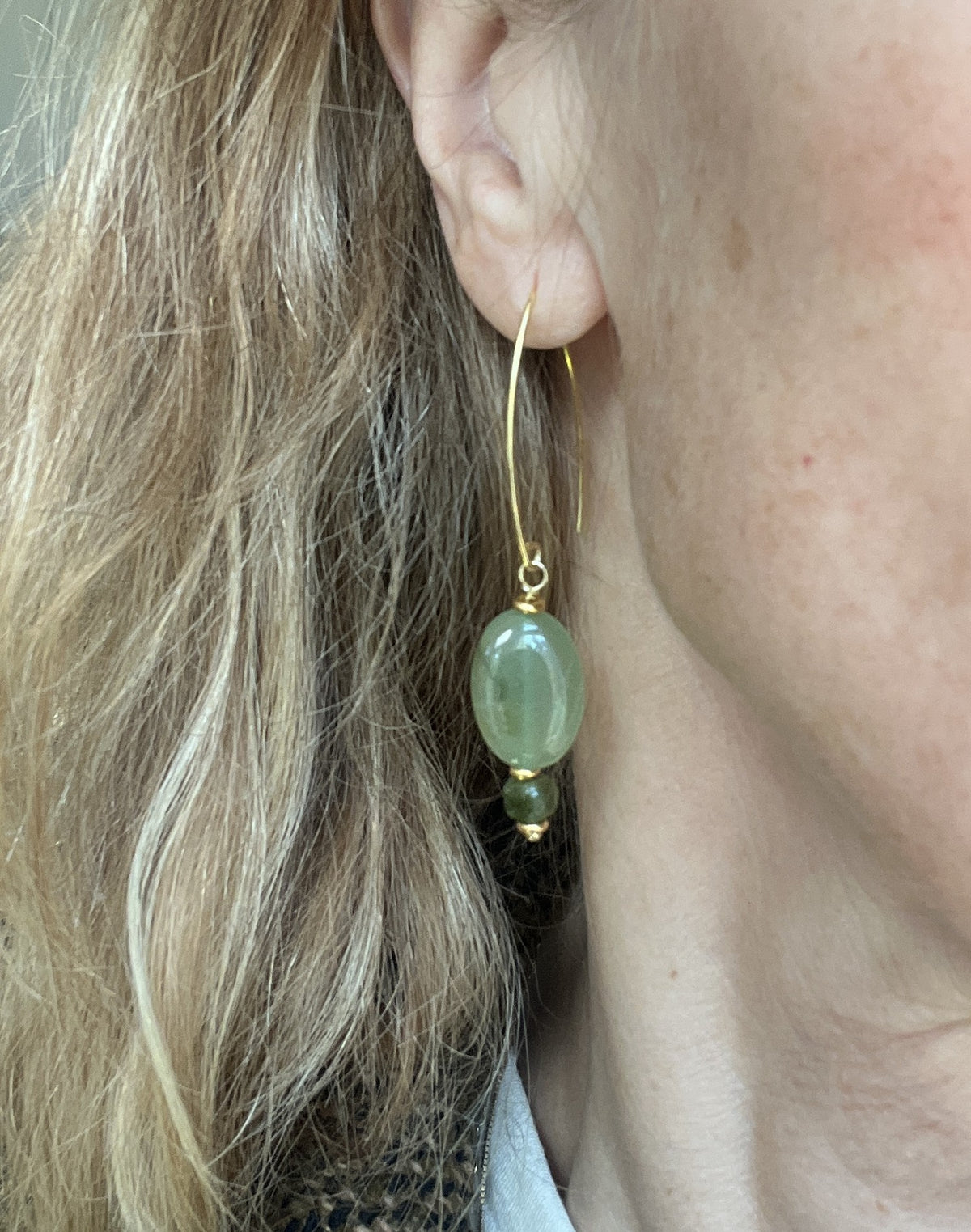 Oorbellen Green Morning, groene agaat, toermalijn