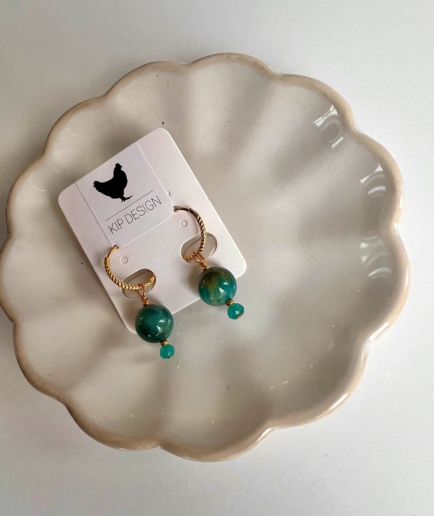 Oorbellen Blue Ocean, tijgeroog, jade