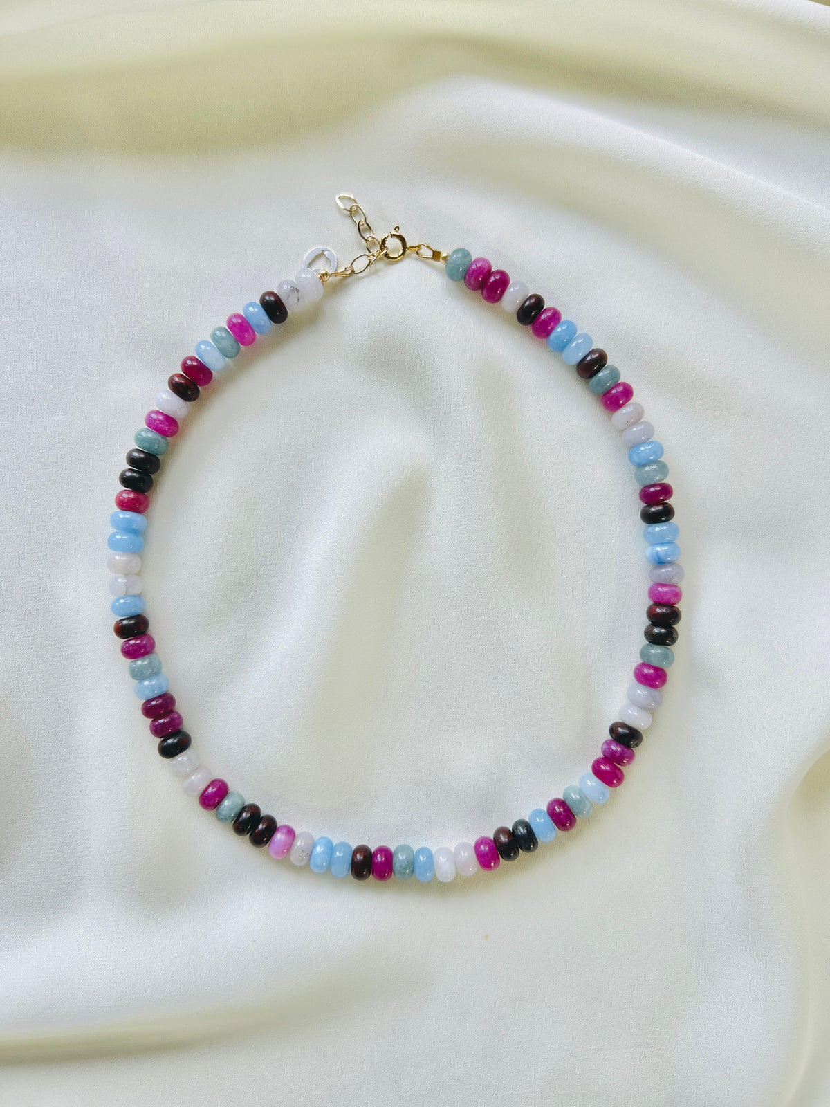 Ketting Velvet, toermalijn, agaat