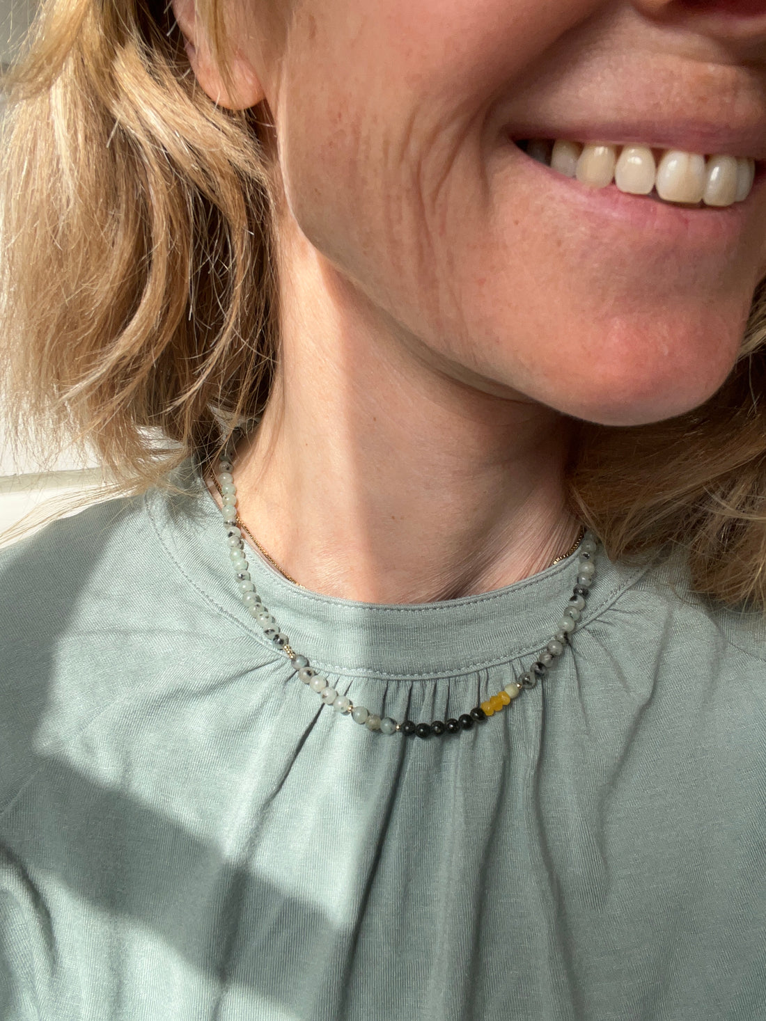 Ketting Green Whisper, kiwi jaspis, agaat