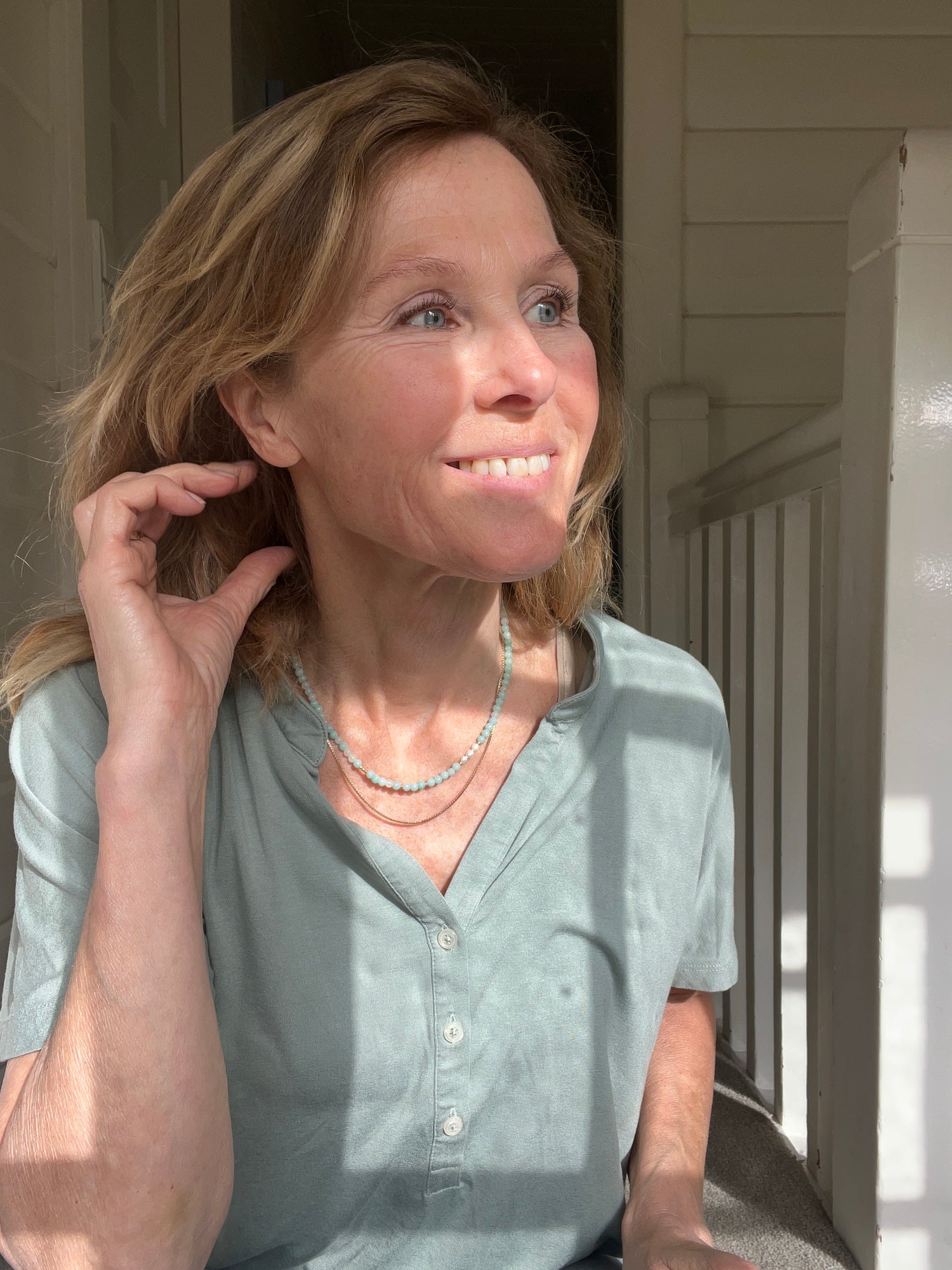 Ketting Together, amazoniet, parel