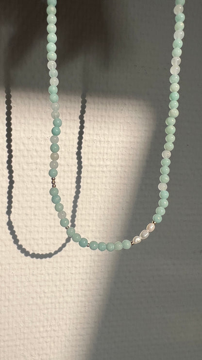 Ketting Together, amazoniet, parel