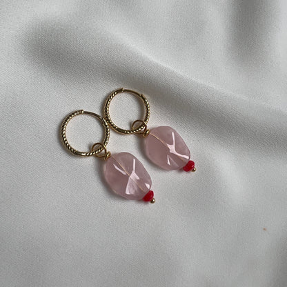 Oorbellen Breezes, rozekwarts, koraal