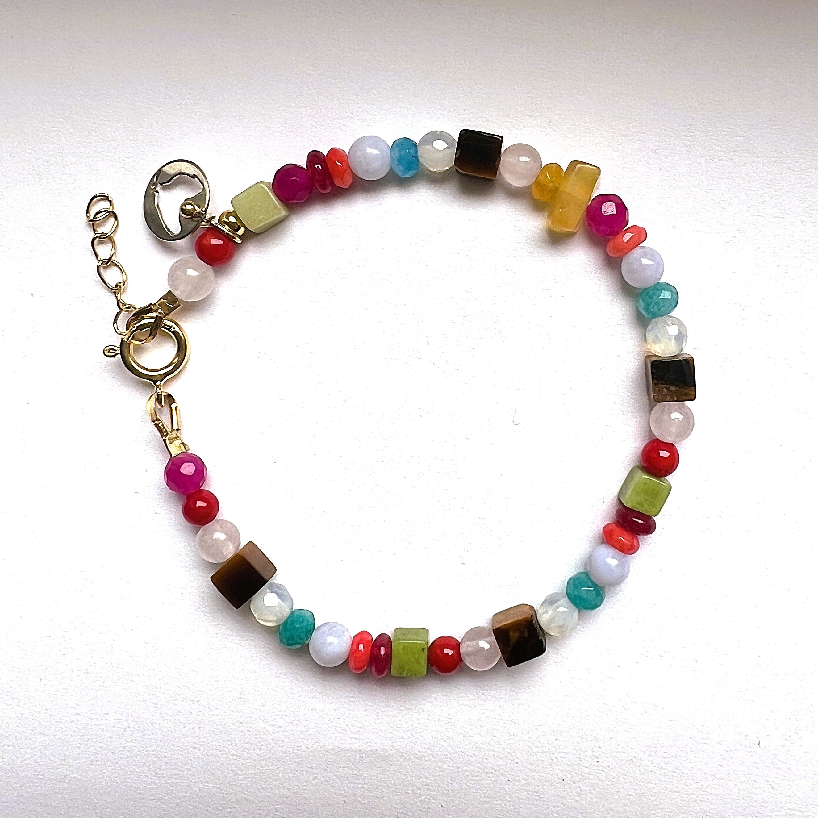 Armband Starlight, agaat, maansteen, koraal