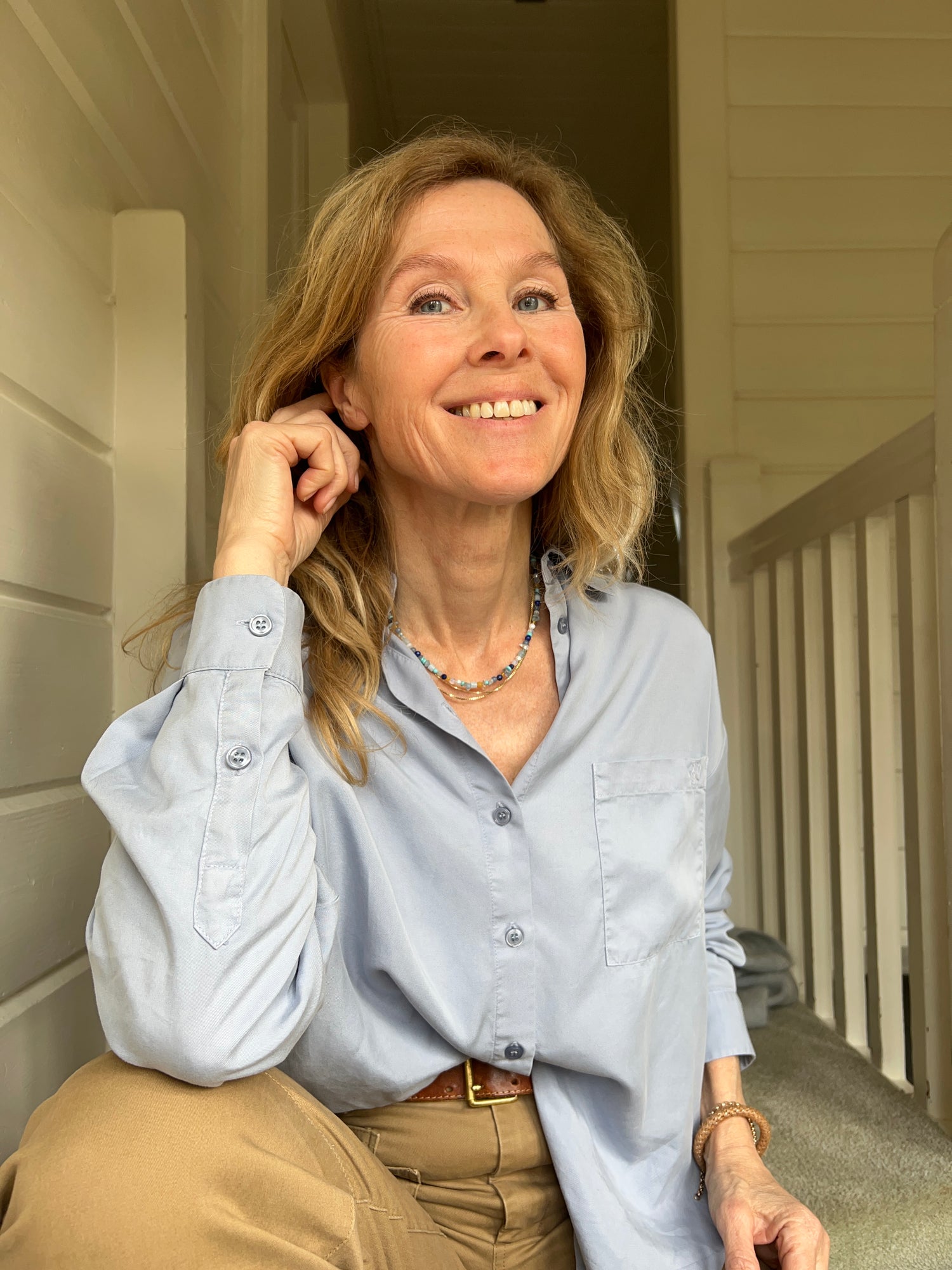 Ketting In Blue, aquamarijn, parel, lapis lazuli