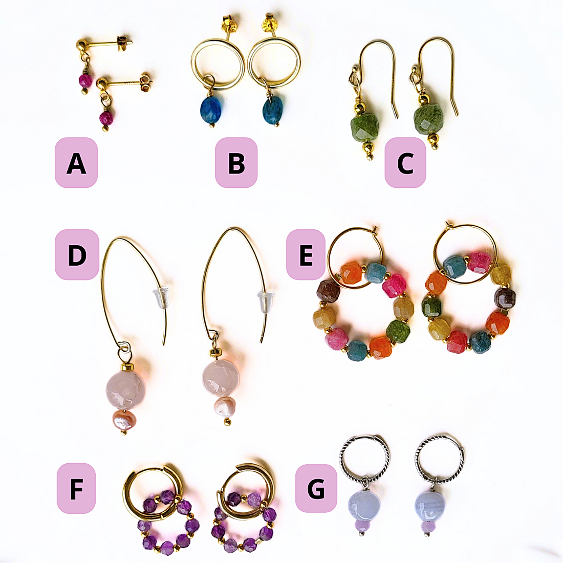 Oorbellen Little Angels, citrien, parel