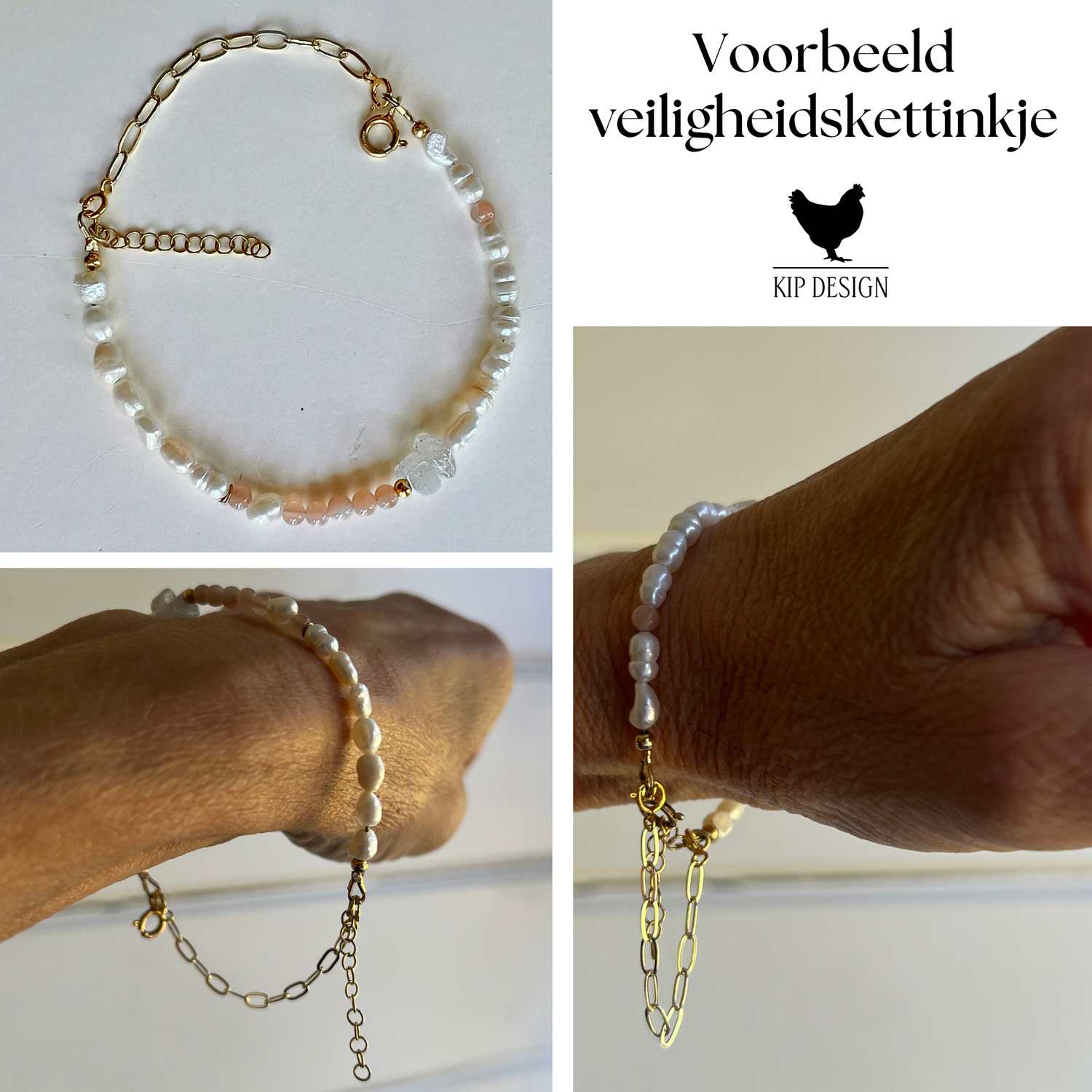 Verlengkettinkje of veiligheidskettinkje, goudverguld-zilver