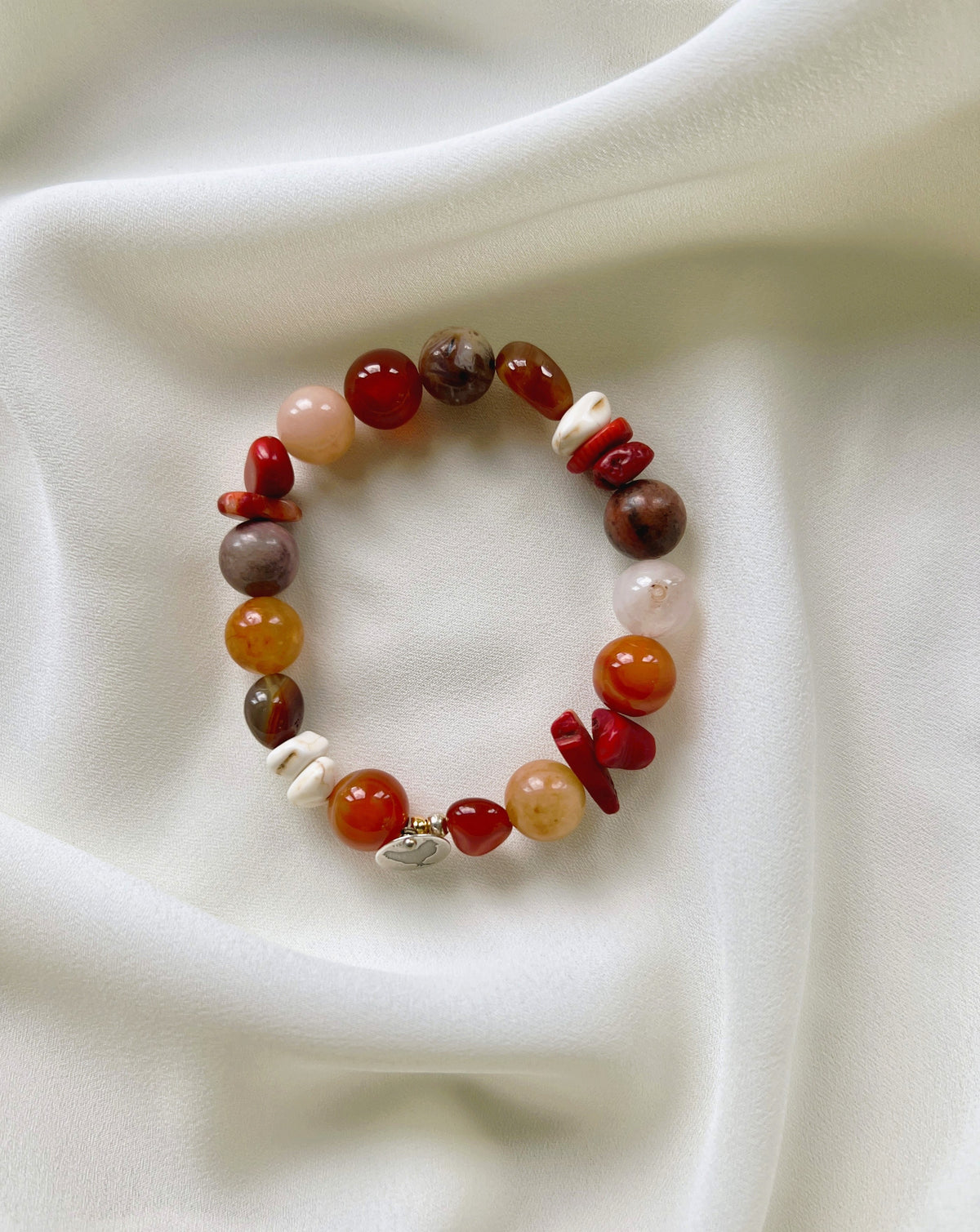Armband Balance, Rozekwarts, Carneool