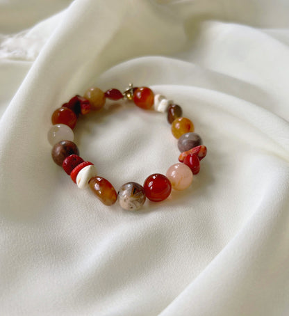 Armband Balance, Rozekwarts, Carneool