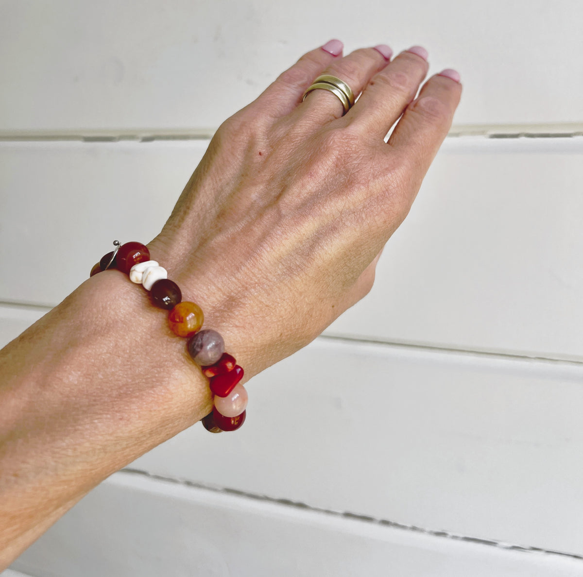 Armband Balance, Rozekwarts, Carneool