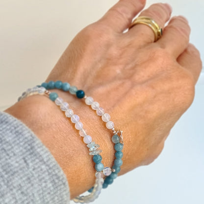 Armband Moon Heaven, blauwe maansteen, chalcedoon