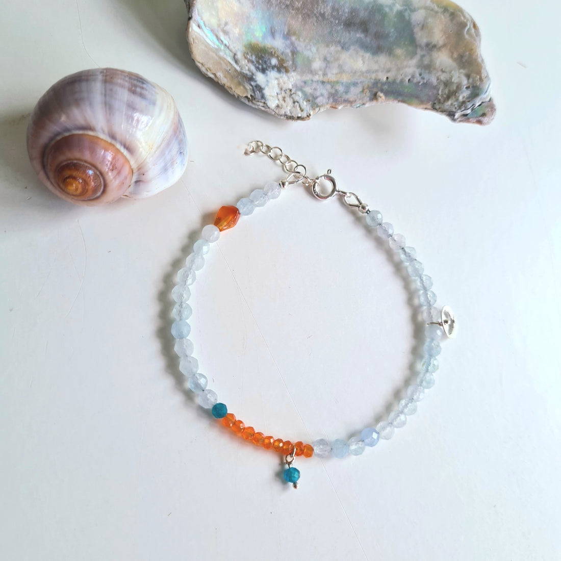 Armband River, aquamarijn, carneool en apatiet