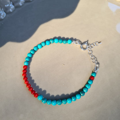 Armband Wide Awake, turquoise magnesiet en koraal