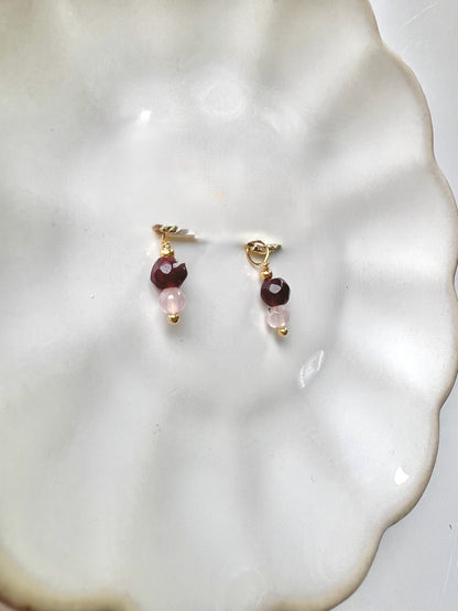 Bedel - hanger Spirit of Love, granaat, rozekwarts