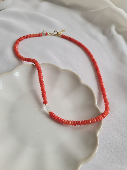 Ketting Bright Red, rood koraal, citrien