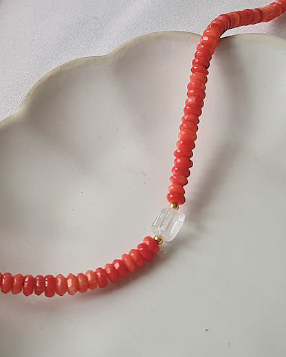 Ketting Bright Red, rood koraal, citrien