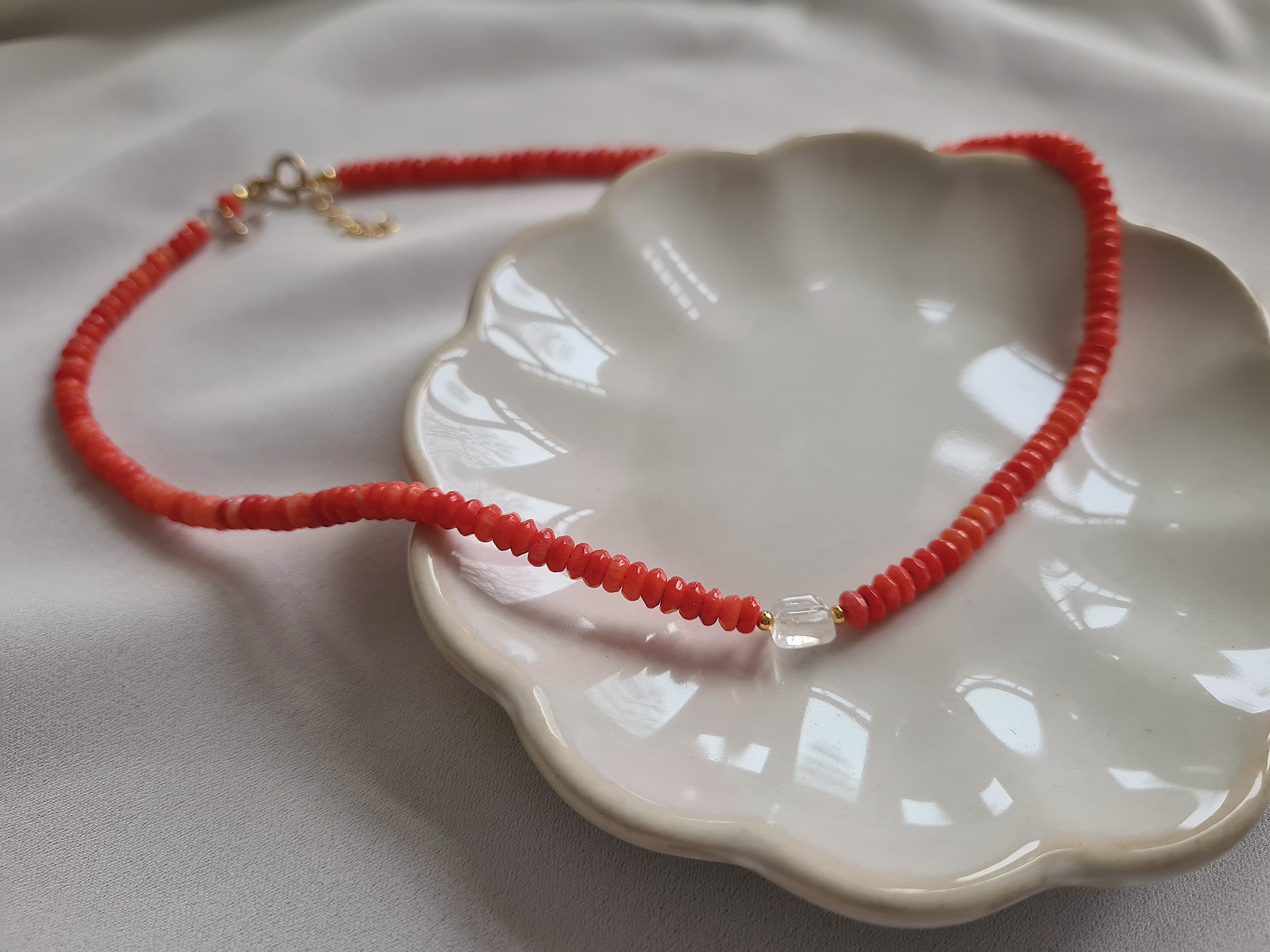 Ketting Bright Red, rood koraal, citrien