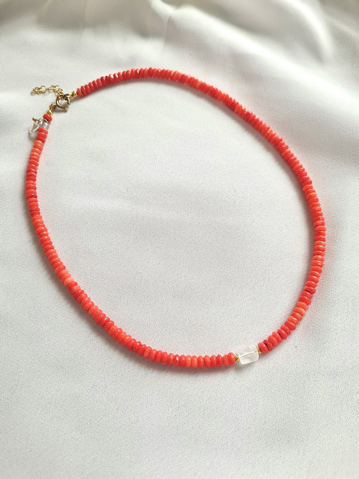 Ketting Bright Red, rood koraal, citrien