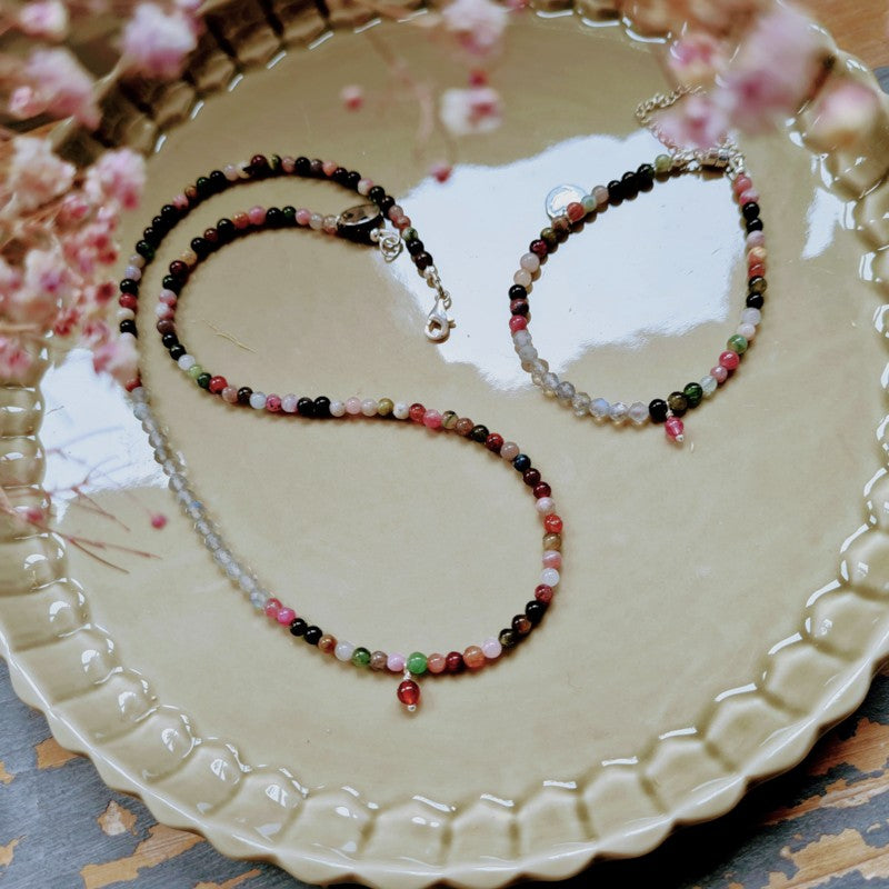Set ketting en armband Confidence, toermalijn, labradoriet