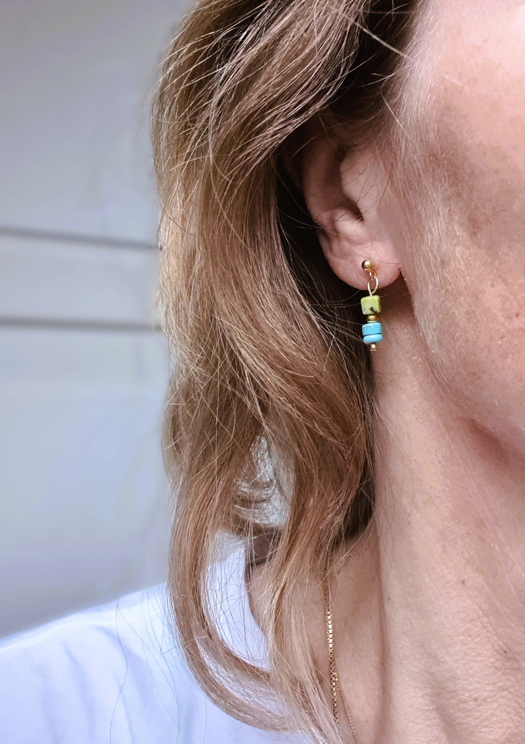 Oorbellen Chance, groene jade, turquoise