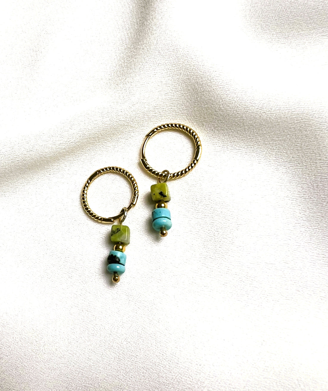 Oorbellen Field Day, groene jade, turquoise