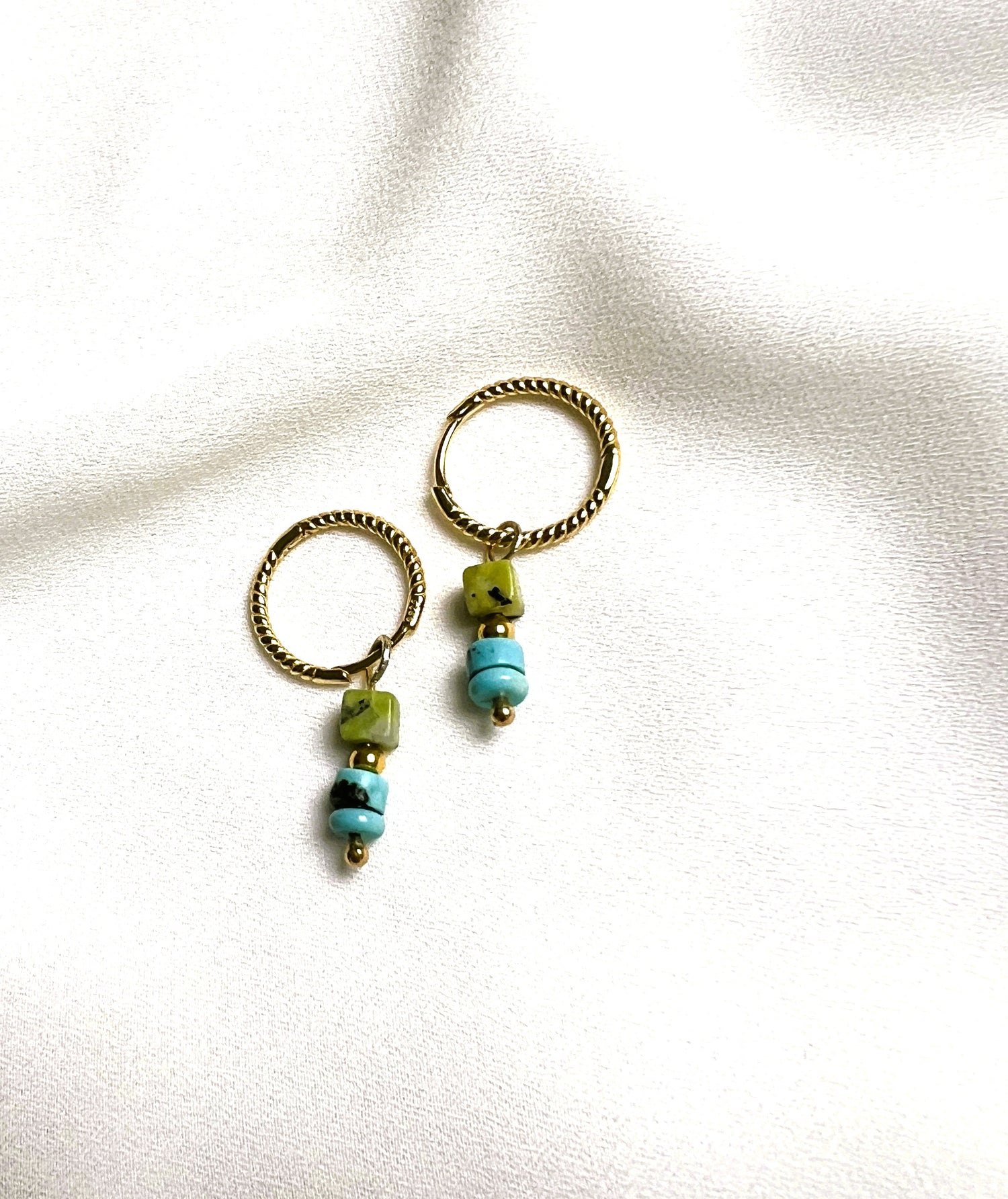 Oorbellen Chance, groene jade, turquoise