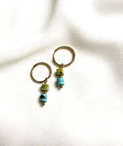 Oorbellen Chance, groene jade, turquoise