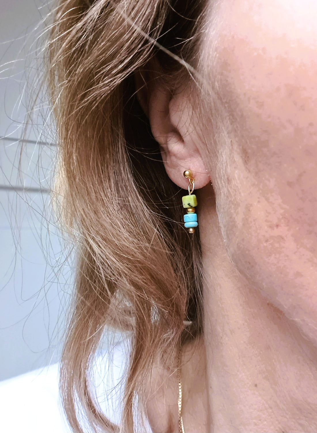 Oorbellen Field Day, groene jade, turquoise