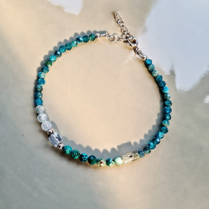 Enkelbandje Fresh Blue, topaas, aquamarijn, labradoriet en apatiet