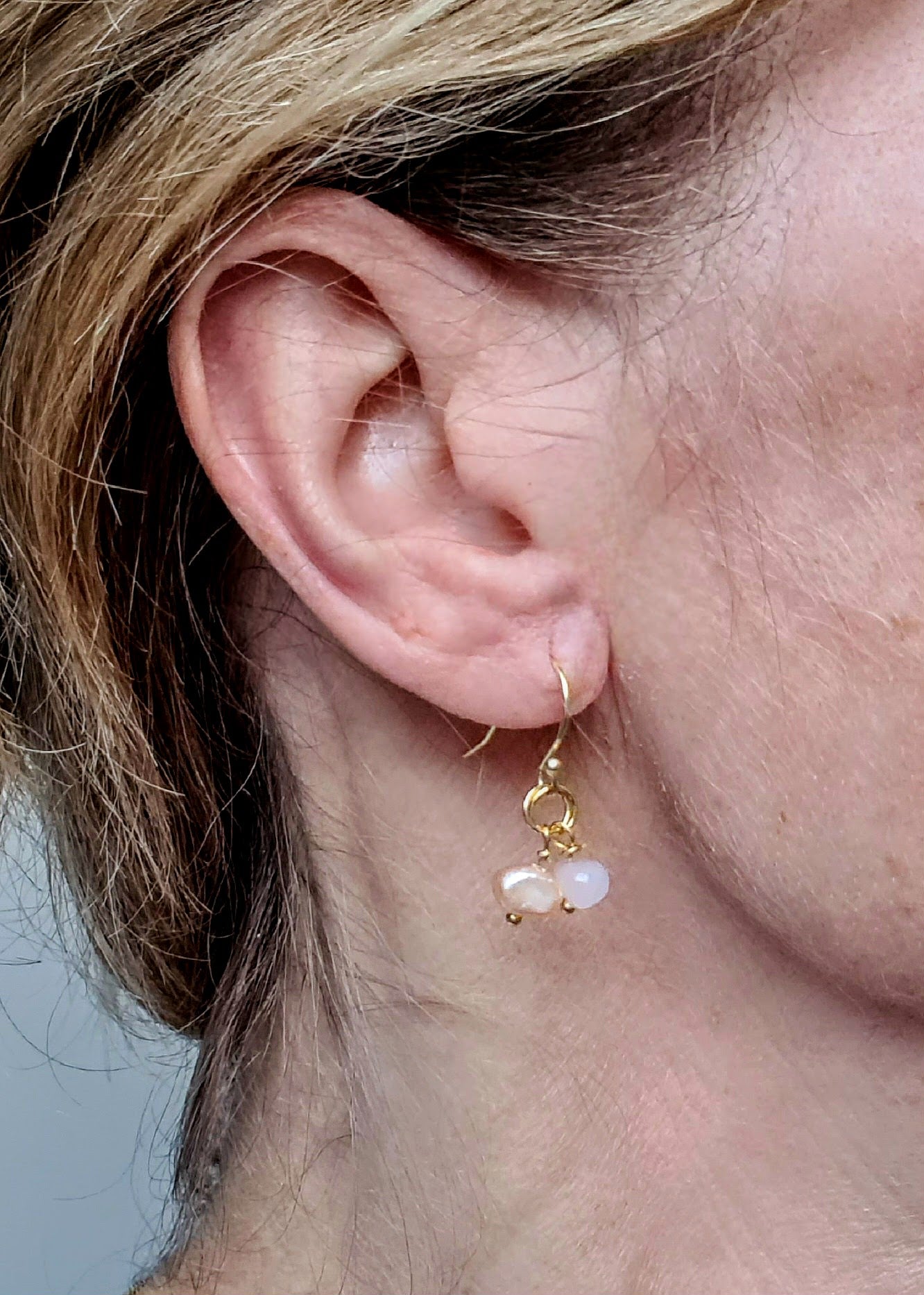 Set Armband  &amp; oorbellen Fresh Roses, roze parel, rozekwarts