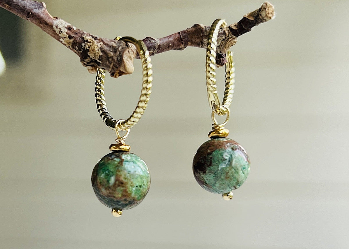 Set Green Touch, ketting&amp;oorbellen groene chrysocolla