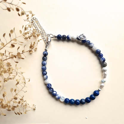 Armband Happy Blues, lapis lazuli, sodaliet, parel