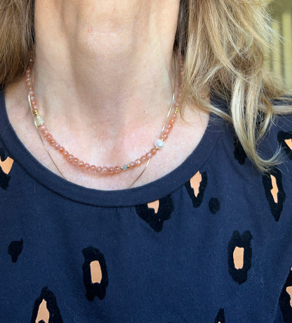 Ketting Sunshine, zonnesteen, parel