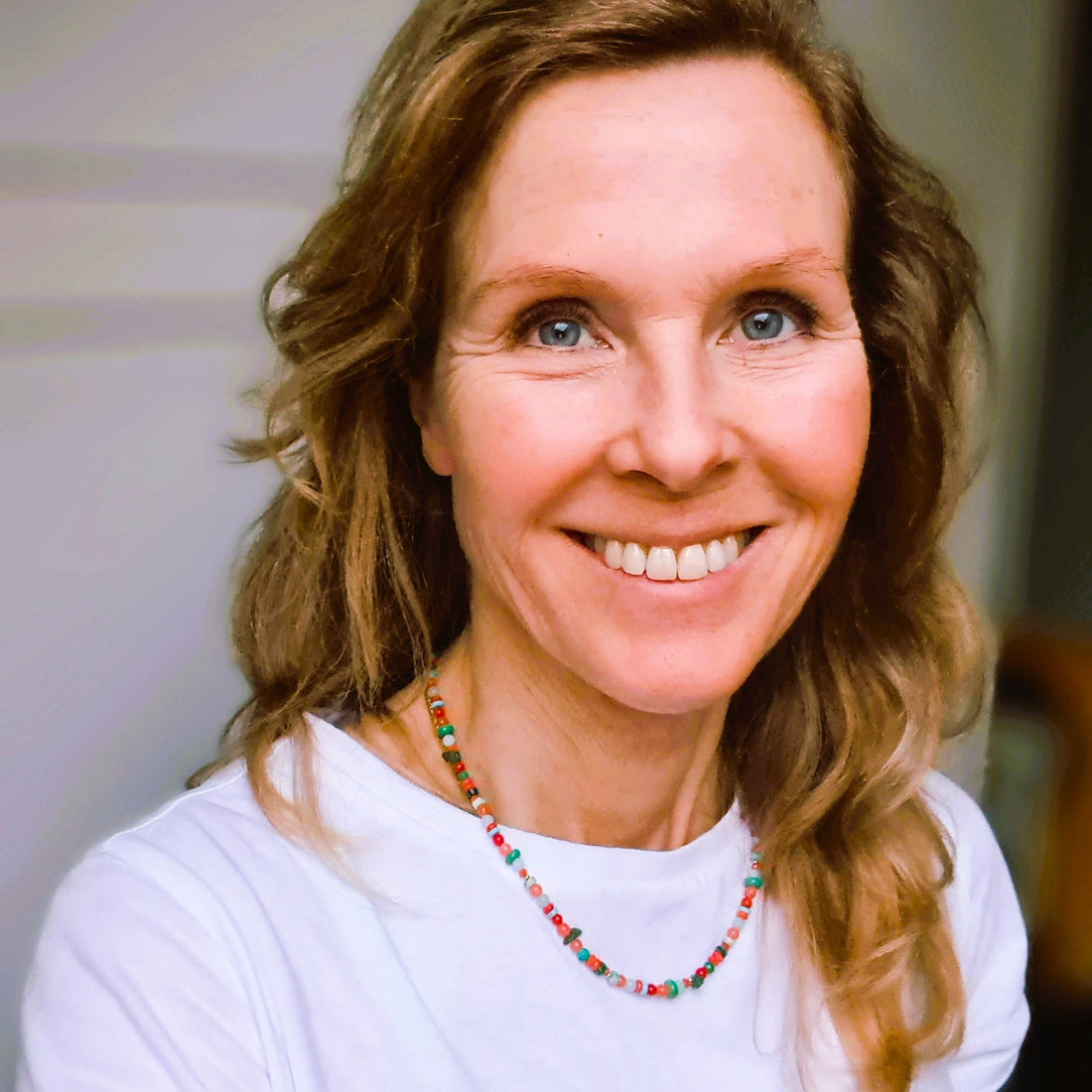 Ketting In Bloom, malachiet, amazoniet, koraal