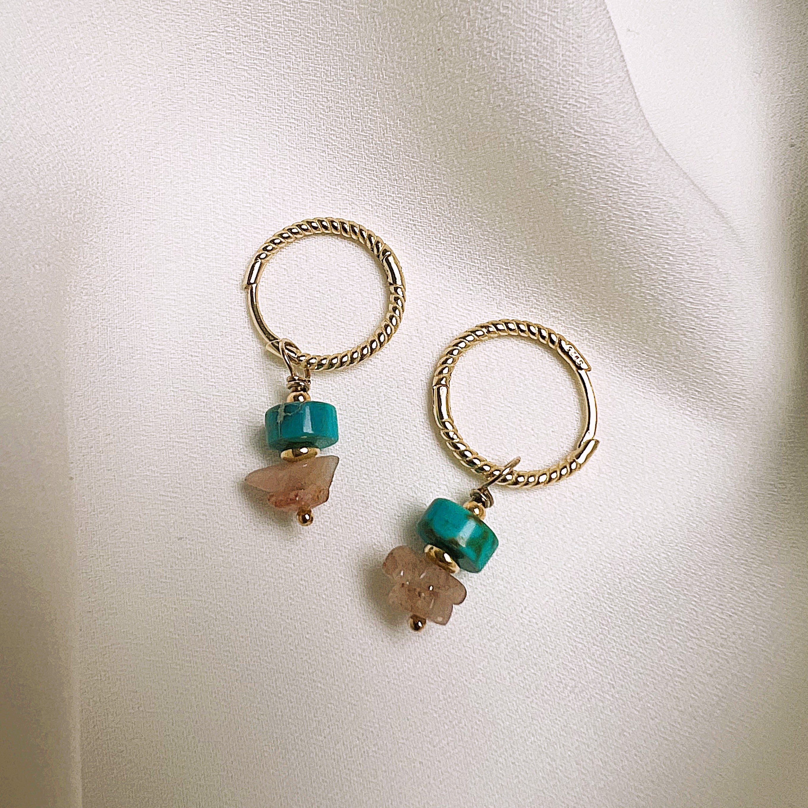 Oorbellen Inspiration, turquoise, zonnesteen