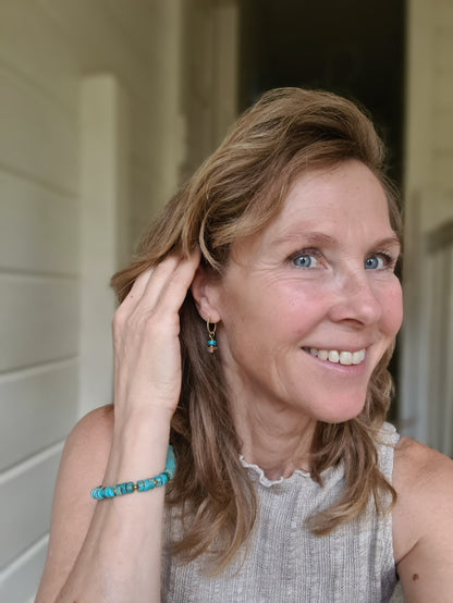 Oorbellen Inspiration, turquoise, zonnesteen