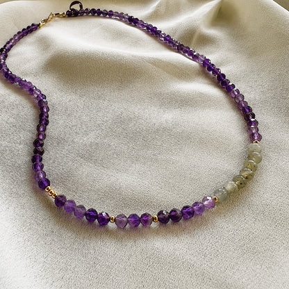 Ketting Purple Love, amethist, labradoriet