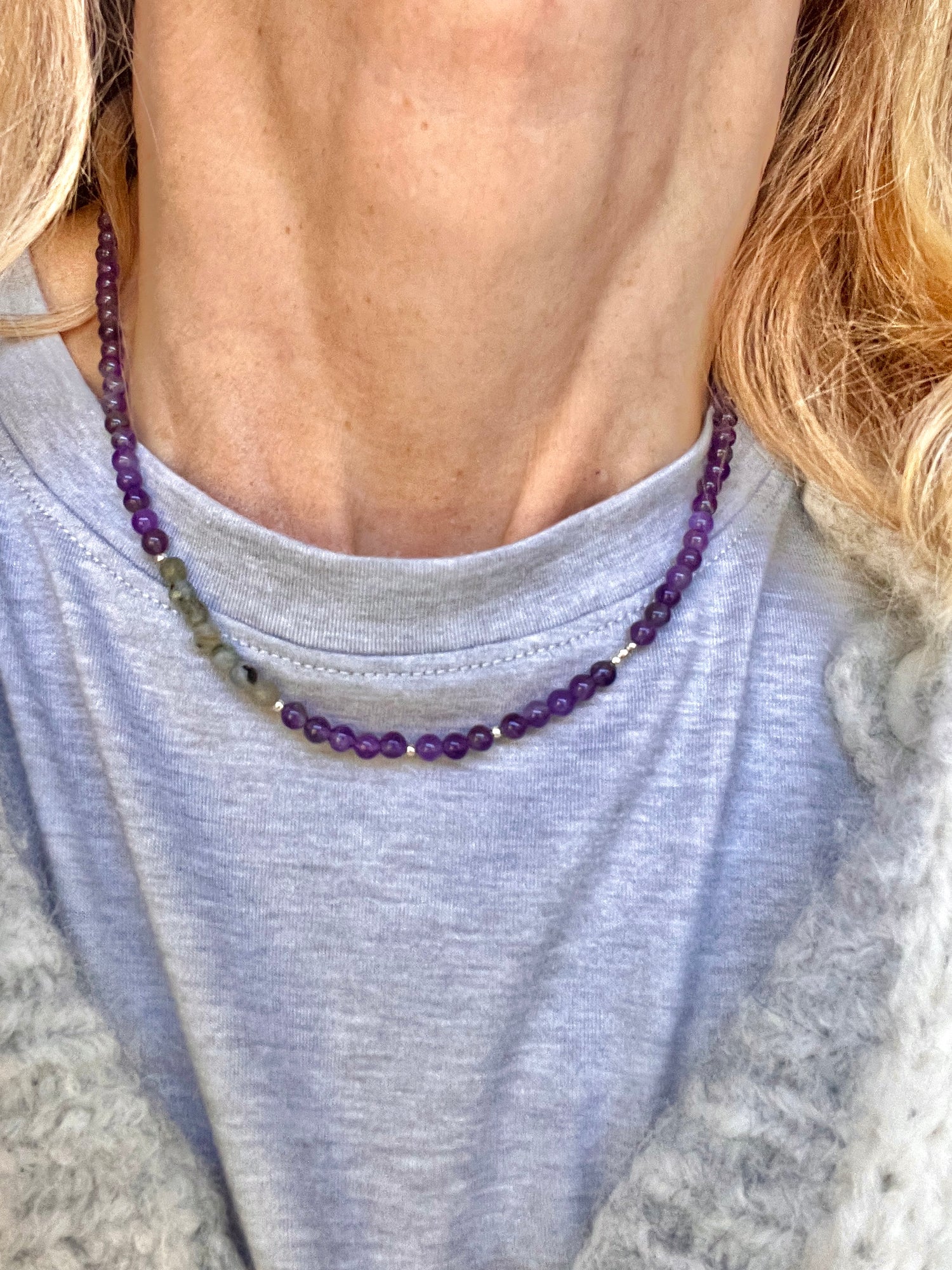 Ketting You&amp;Me, amethist, labradoriet