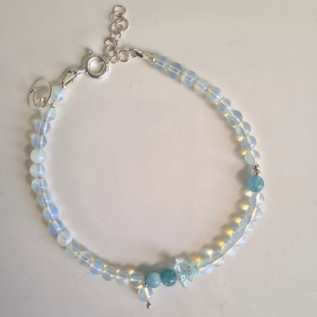 Armband Moon Heaven, blauwe maansteen, chalcedoon