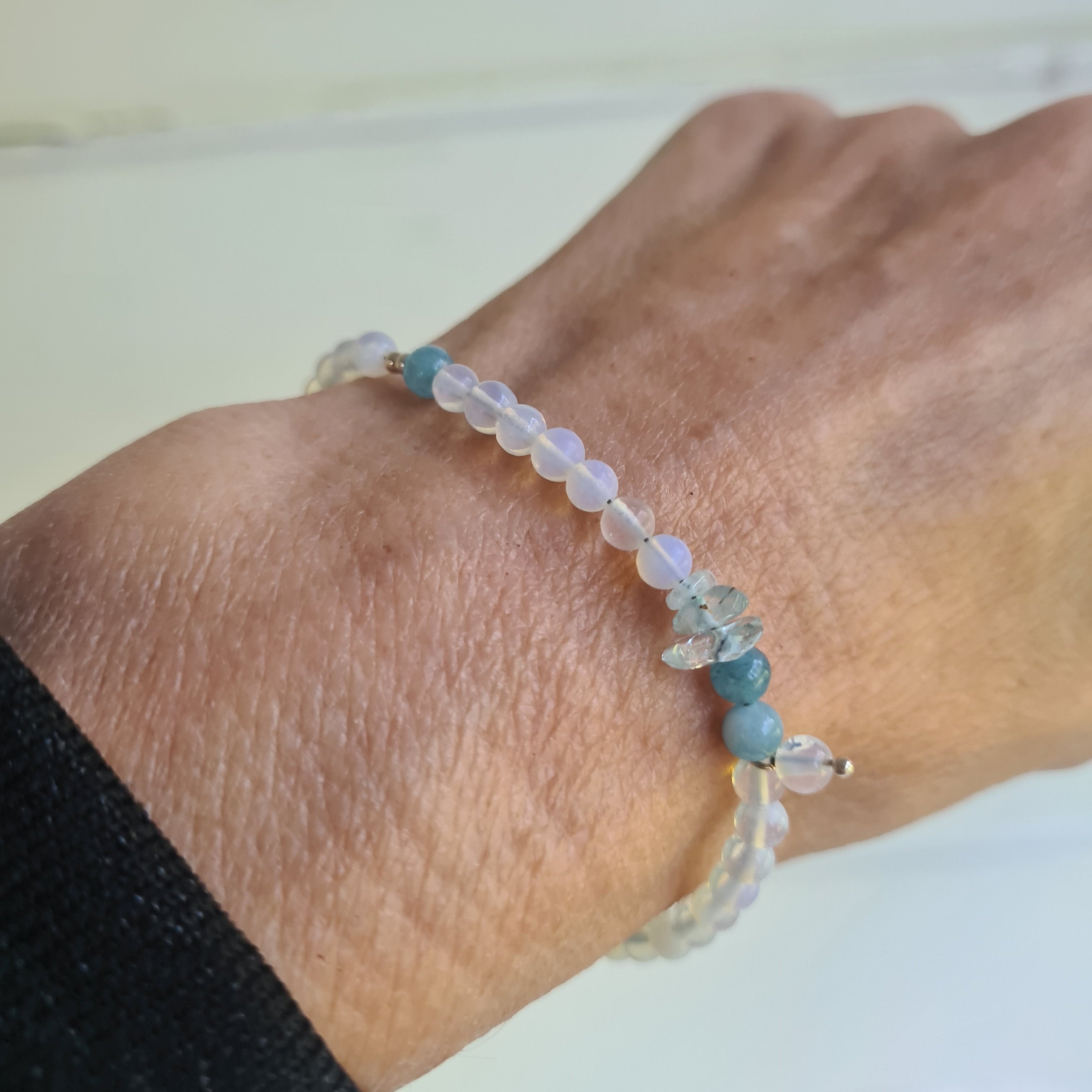 Armband Moon Heaven, blauwe maansteen, chalcedoon