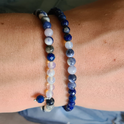Armband New Moon, sodaliet, maansteen, lapis lazuli