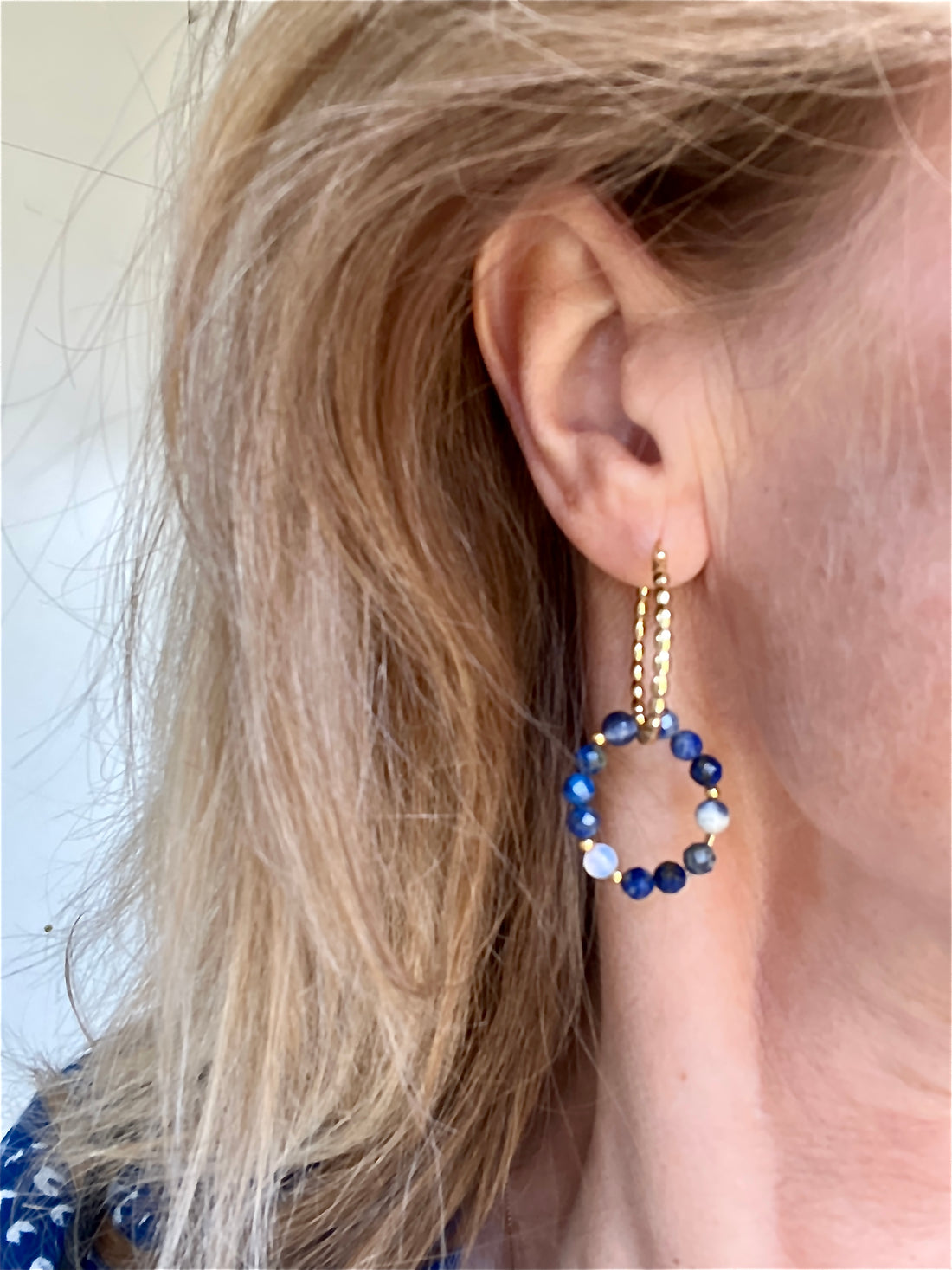 Oorbellen Blue Wisdom, lapis lazuli, sodaliet, maansteen