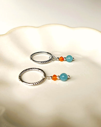 Oorbellen Be You,  aqua chalcecoon, carneool