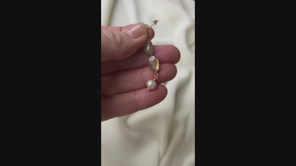 Oorbellen So True, labradoriet, parel