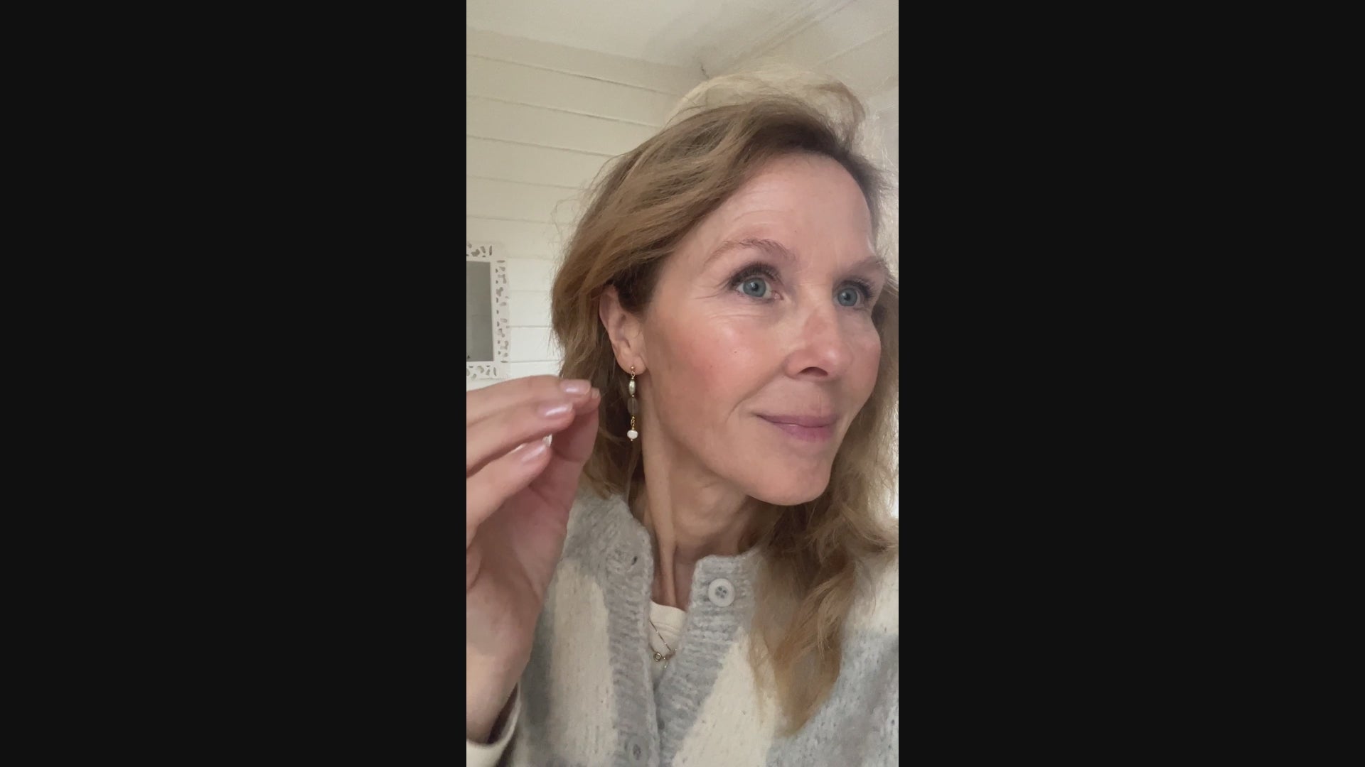 Oorbellen So True, labradoriet, parel