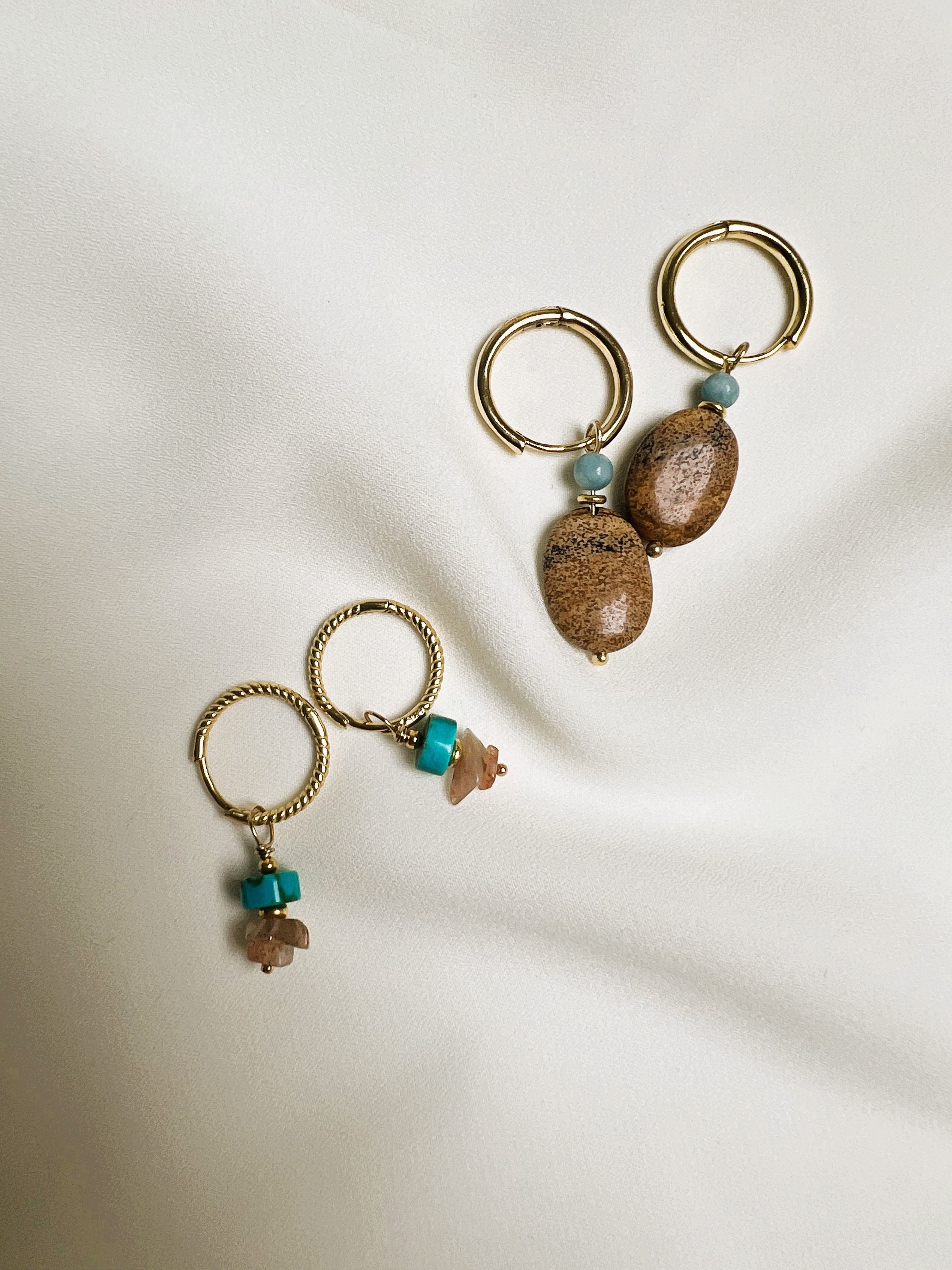 Oorbellen Inspiration, turquoise, zonnesteen